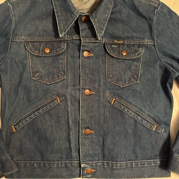 Vintage 70s Wrangler No Fault Denim Jean Jacket Blue Sz 42 Made USA 74126NV - Picture 6 of 12